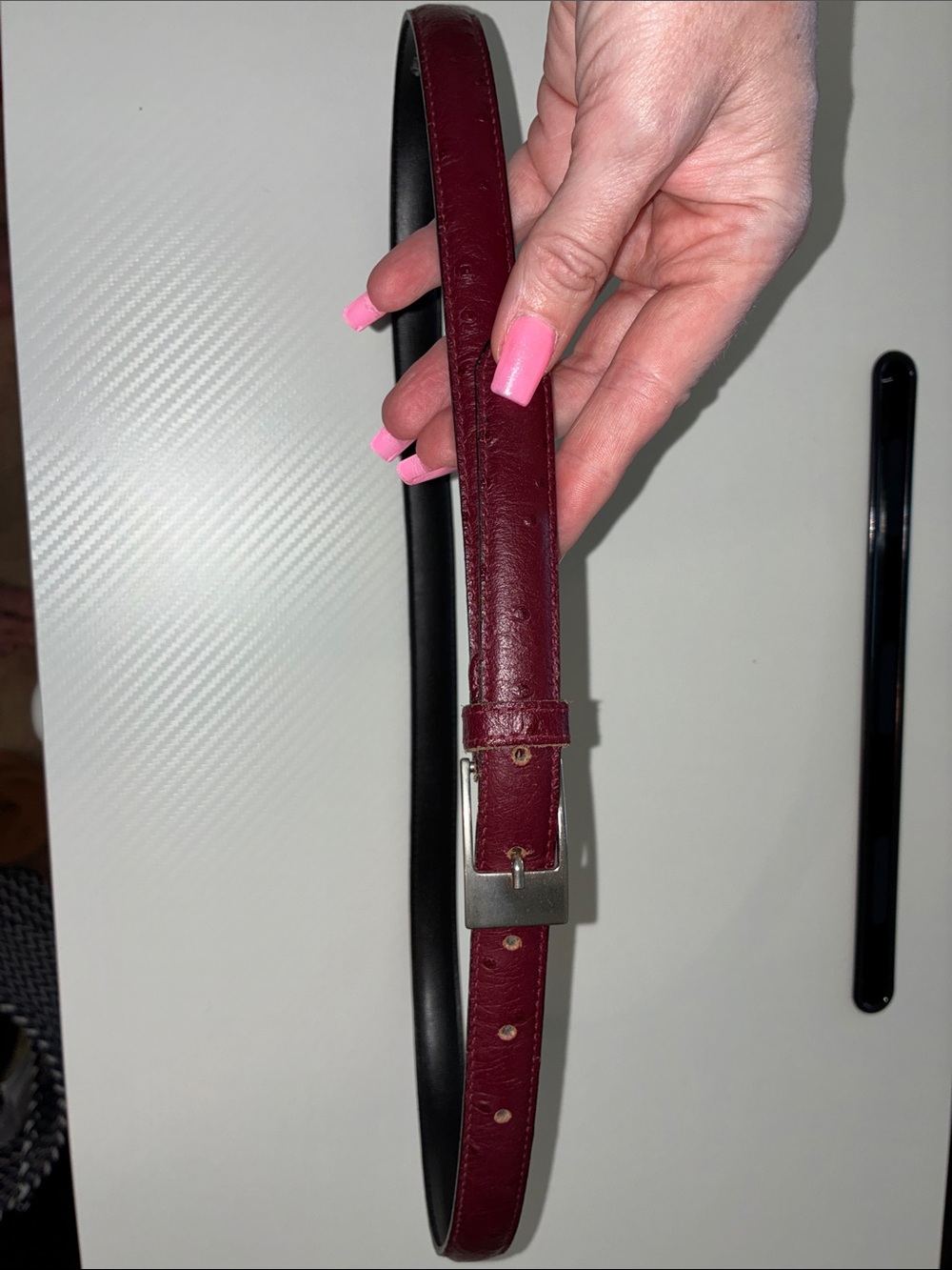Vintage 1999 Italian Genuine Leather Burgundy Belt Made in Italy